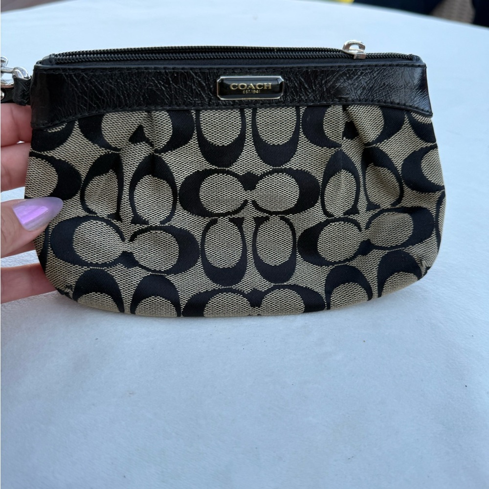 Coach Black and Cream Signature Clutch